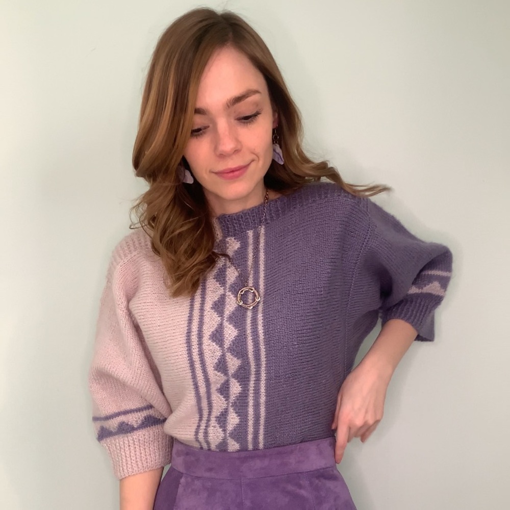 Hand-knit VINTAGE Purple Sweater 💜